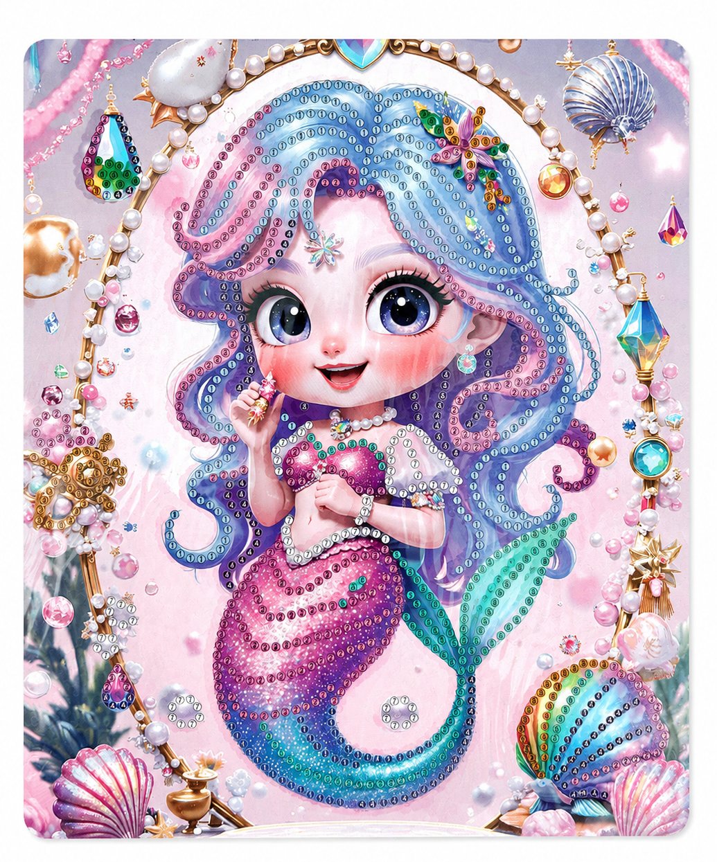 Hı Stone 5D Elmas Taş İşleme Kiti Tablo 21x25 cm Denizkızı Mermaid Desenli