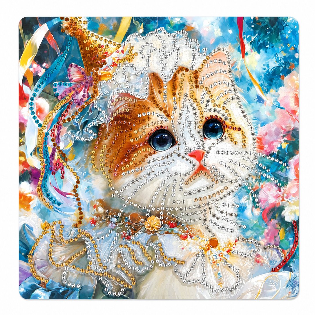 Hı Stone 5D Elmas Taş İşleme Kiti Tablo 20x20 cm Kedi Desenli