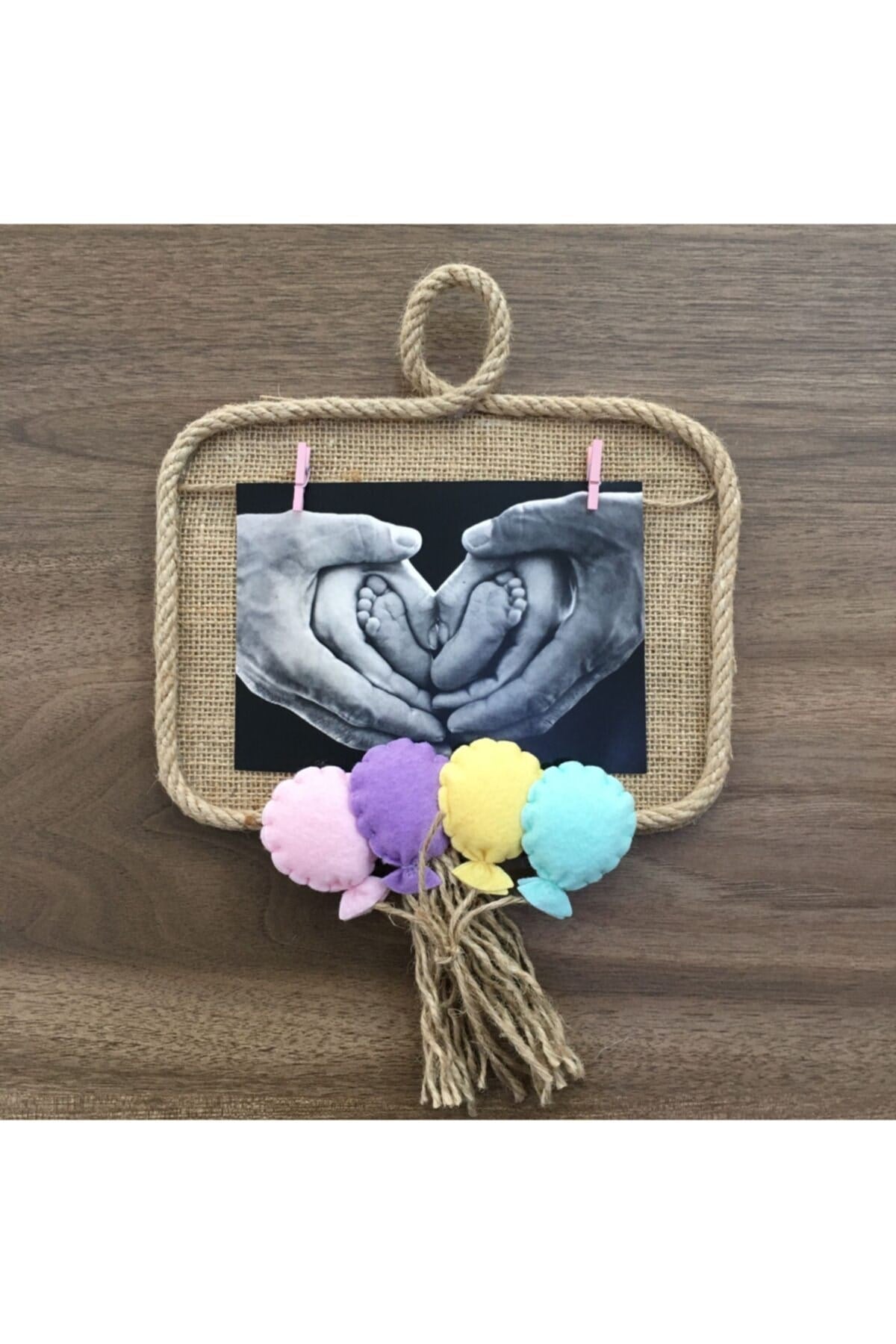Jüt Kumaş Çerçeve Fotoğraf Askısı Çocuk Bebek Odası Duvar Süsü 18p
