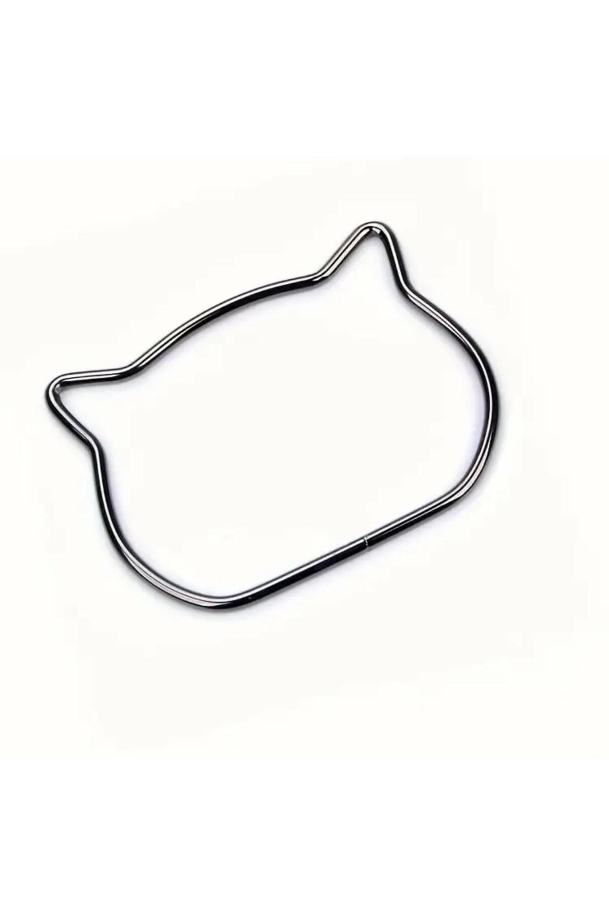 Kedi Kulaklı Çanta Sapı, Metal Çanta Sapı, Metal Sap, örgü çanta sapı Siyah (Çift)