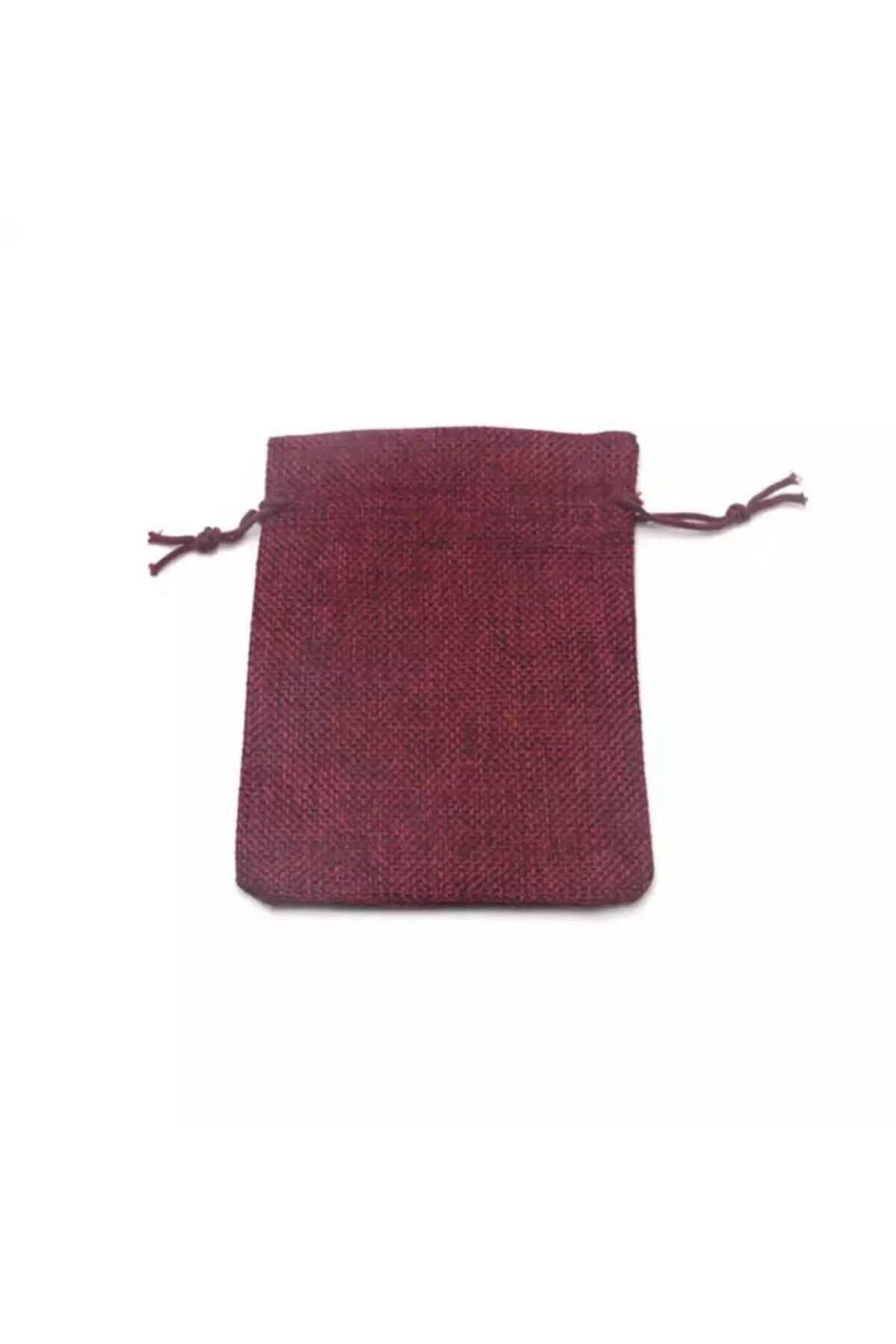 Kese Bordo Renk Jüt Kumaş 12x17 Cm 10 Adet
