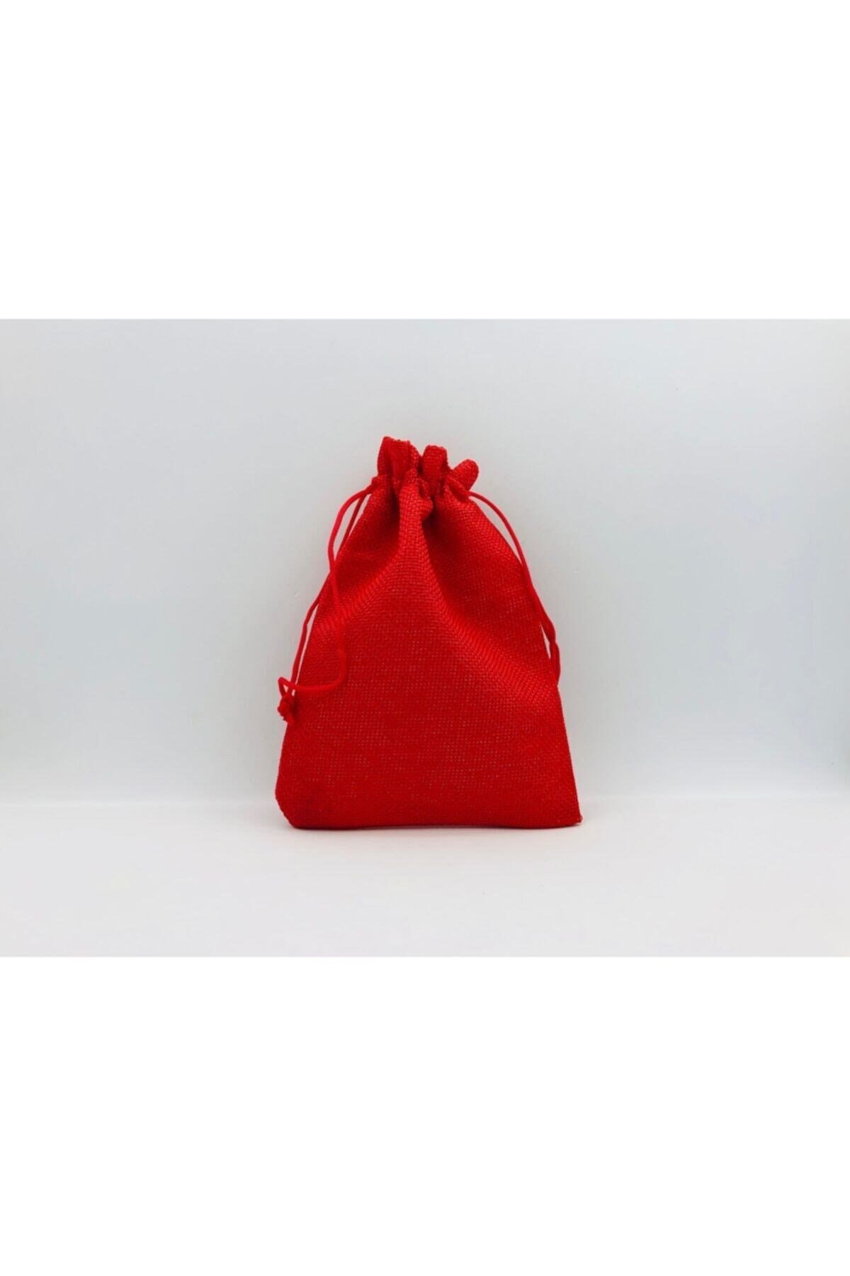 Kese Kırmızı Renk Jüt Kumaş 10x14 Cm 50 Adet