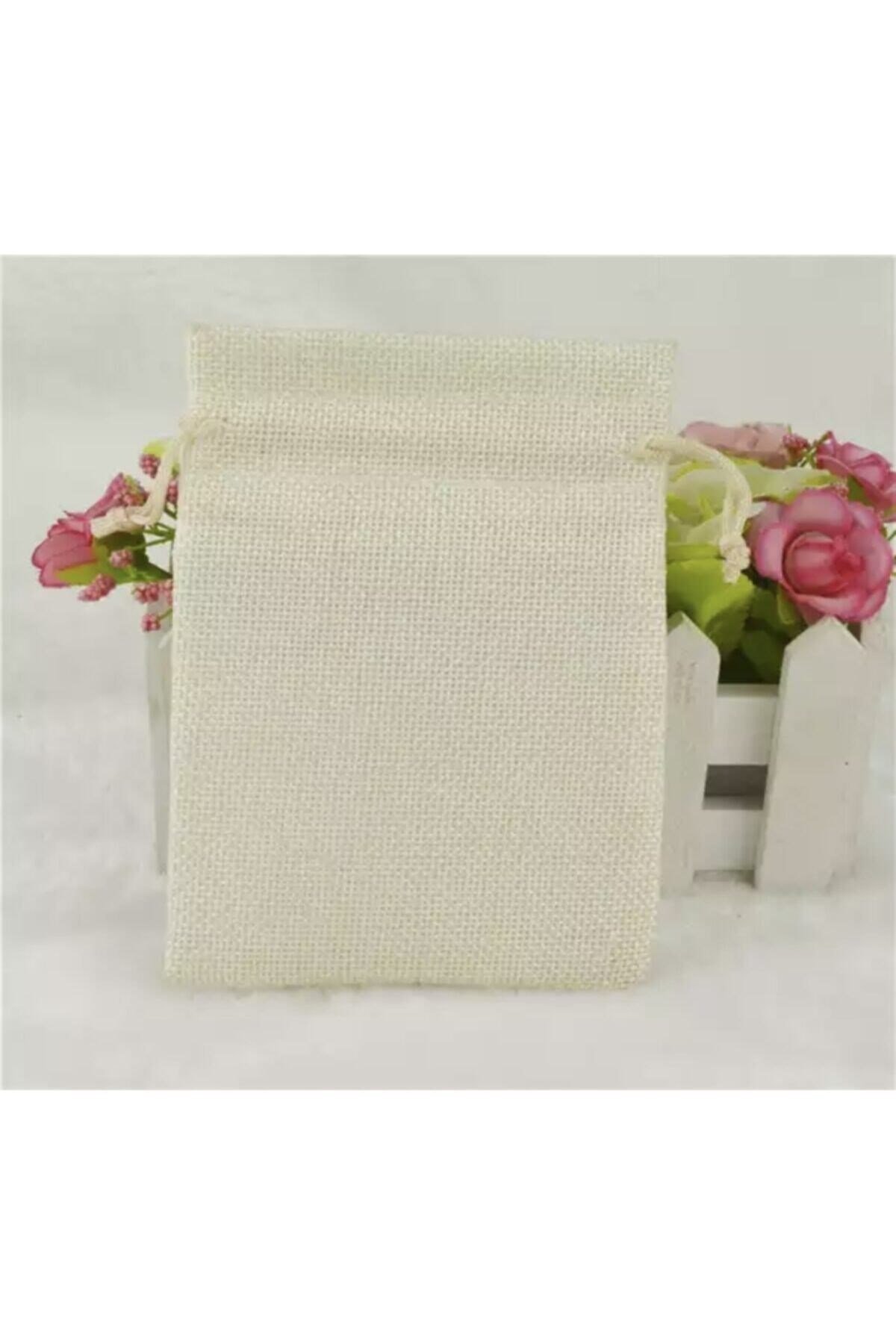 Kese Krem Renk Jüt Kumaş 12x17 Cm 50 Adet