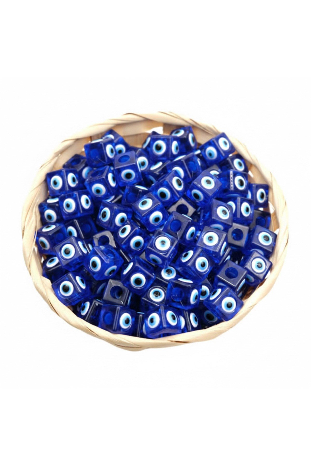Küp Nazar Boncuğu 12x12 mm (25 Adet ) lacivert Nazar Boncuğu