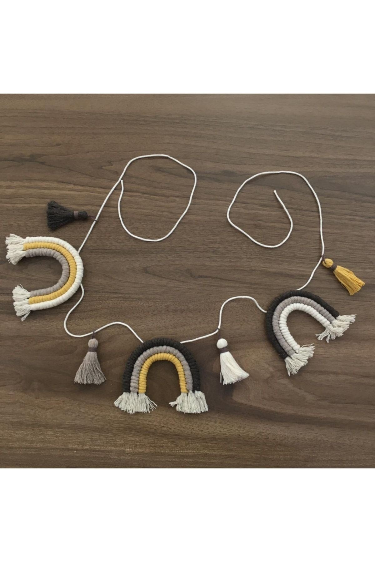 Makrome Banner Gökkuşağı Çocuk Bebek Odası Duvar Süsü Kapı Süsü 64