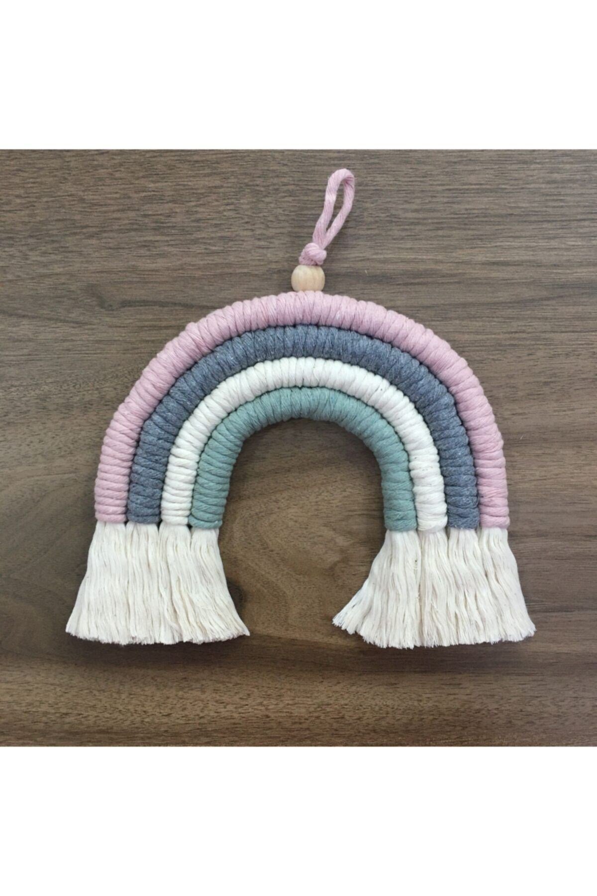 Makrome Gökkuşağı Çocuk Bebek Odası Duvar Süsü Kapı Süsü 63pg