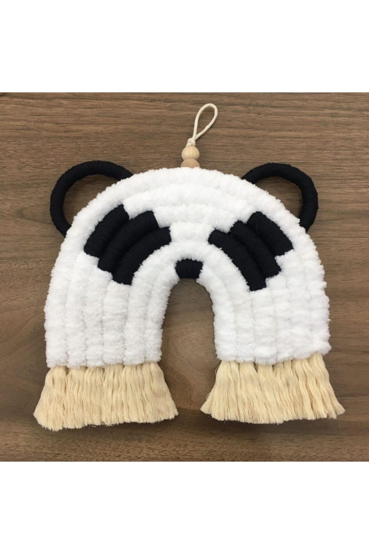 Makrome Gökkuşağı Hayvan Figürleri Panda Çocuk Bebek Odası Duvar Süsü Kapı Süsü 34