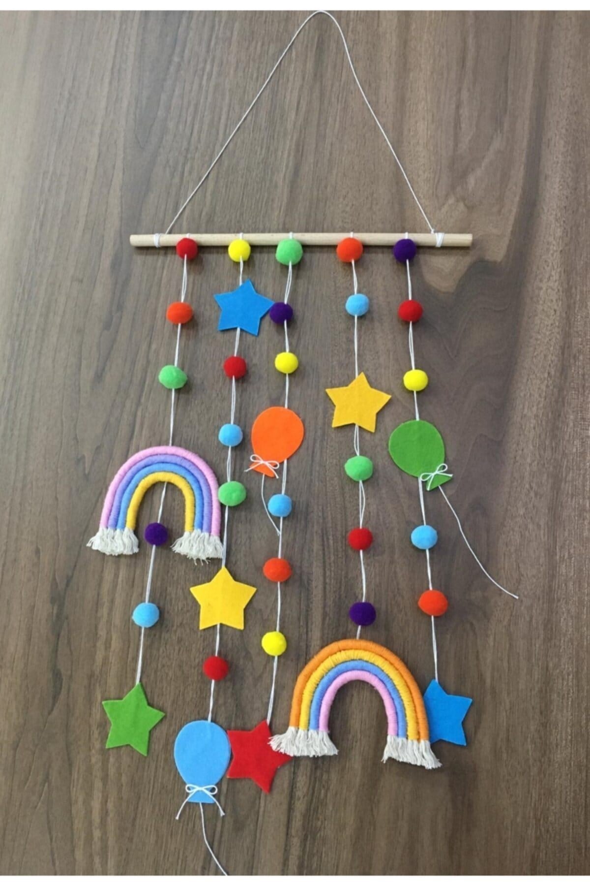 Mavi El Yapımı Keçe Makrome Çocuk Bebek Odası Duvar Süsü 44