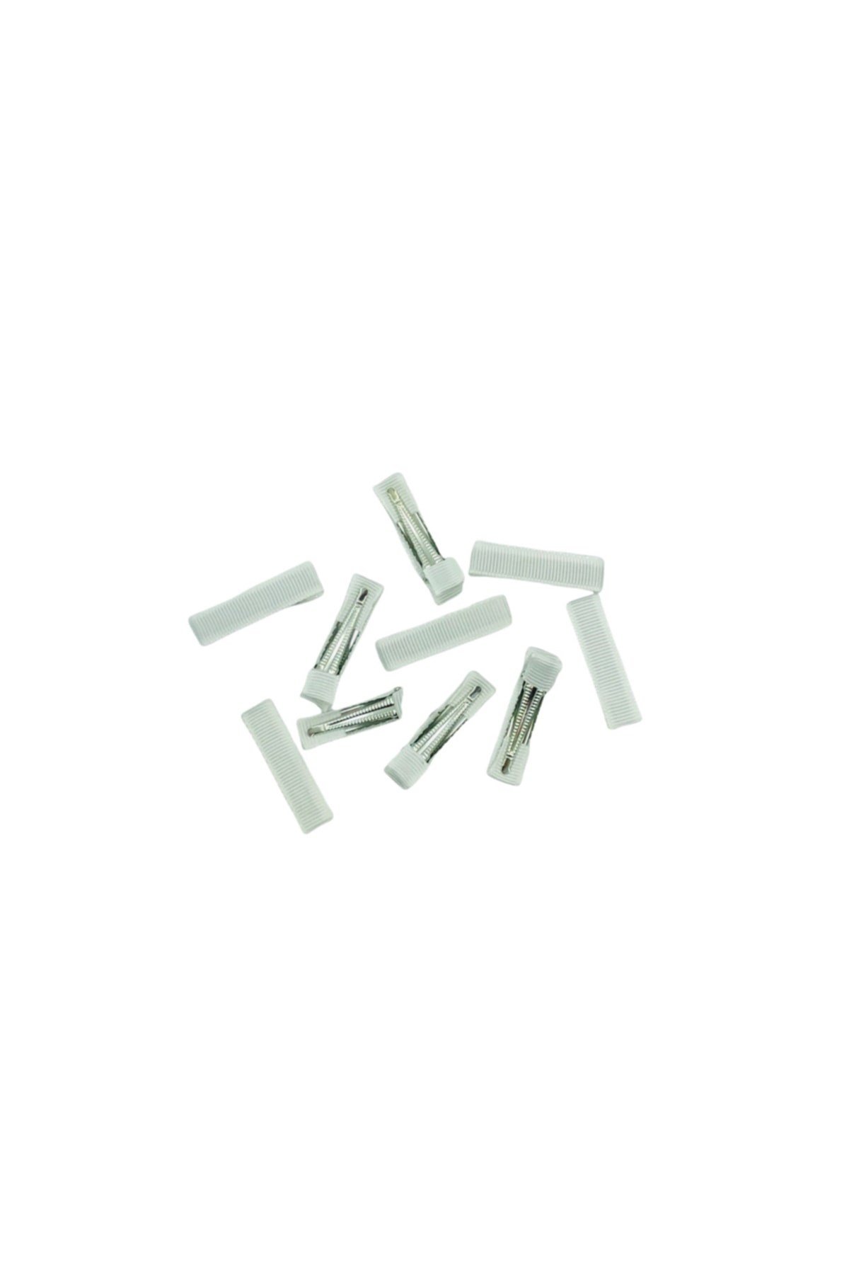 Metal Pens Toka Timsah Toka 4 Cm 10 Adet Beyaz Grogren Kurdele Kaplama