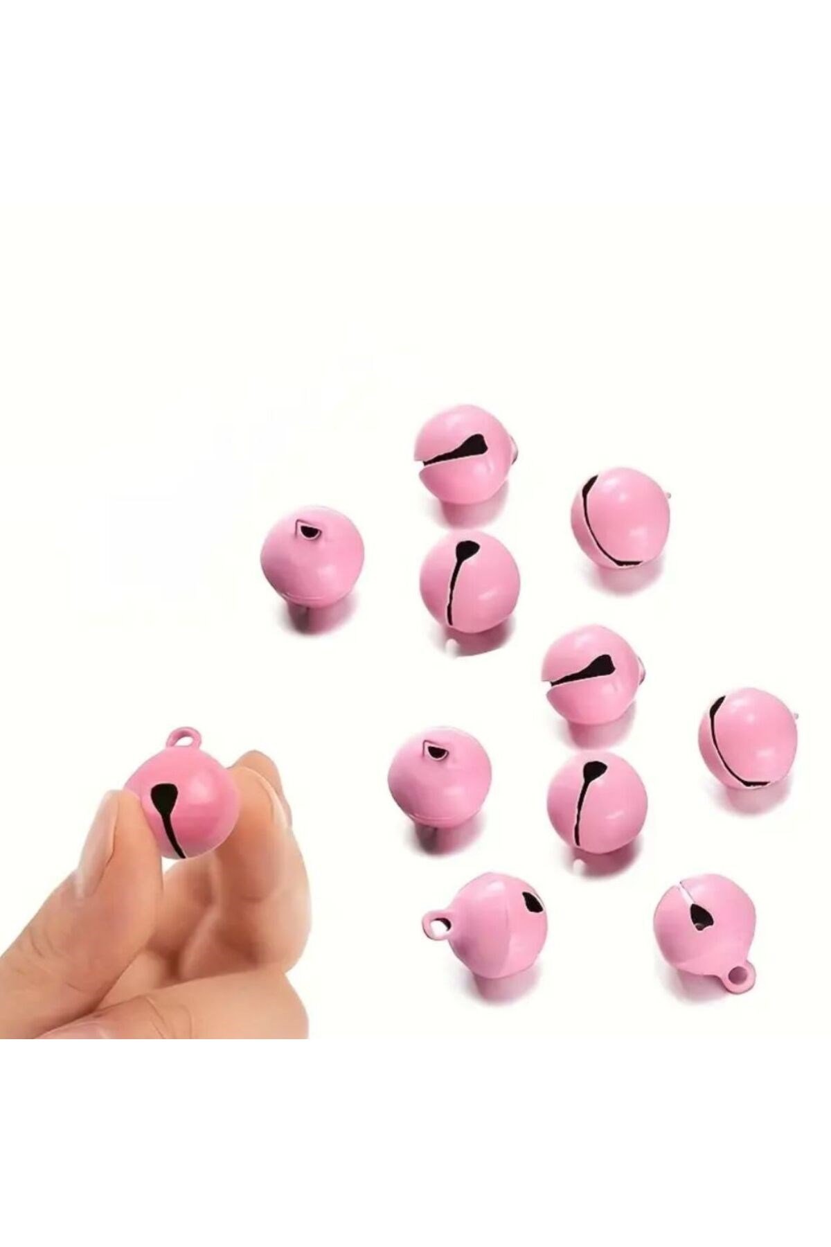 pembe renk kulplu çan, zil, tasma zili, amigurumi zili 14 mm (20 adet)