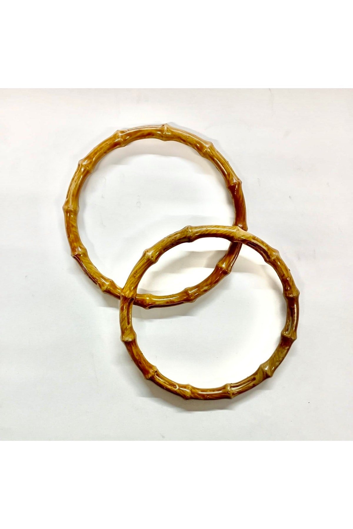 Plastik Ahşap Bambu Görünümlü Halka Model Çanta Sapı (kulp) 03