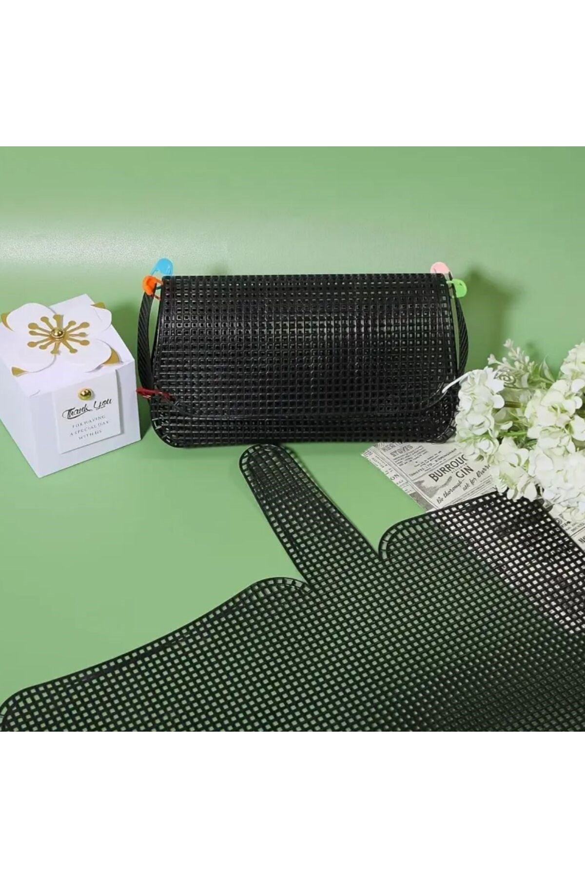 Plastik Çanta Kanvası, Cüzdan Kanvası, El Yapımı Çanta Handmade Çanta, Küçük Boy Siyah16X35