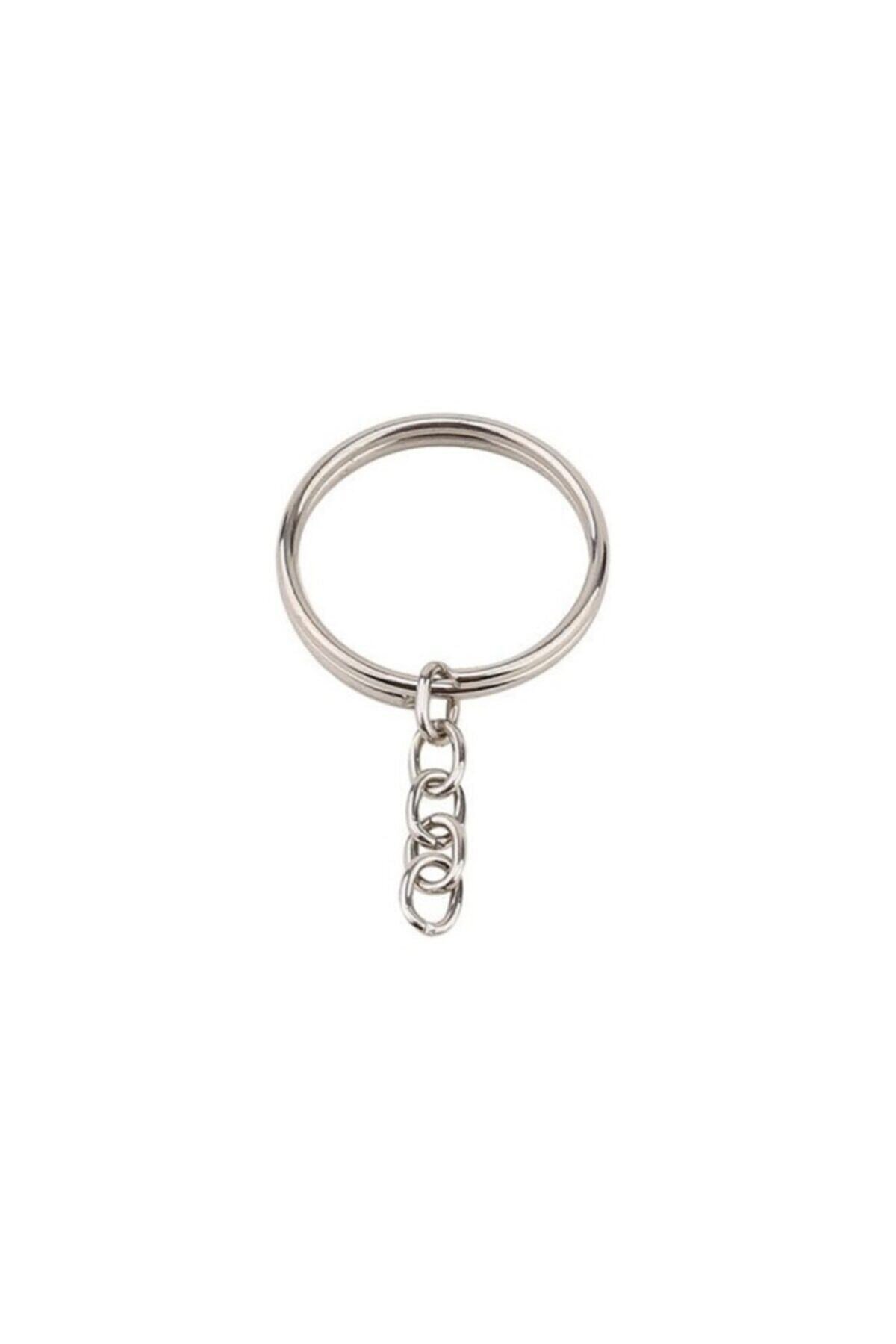 Prestij Boncuk Zincirli Anahtarlık Halkası 2.5 Cm 50 Adet Gümüş