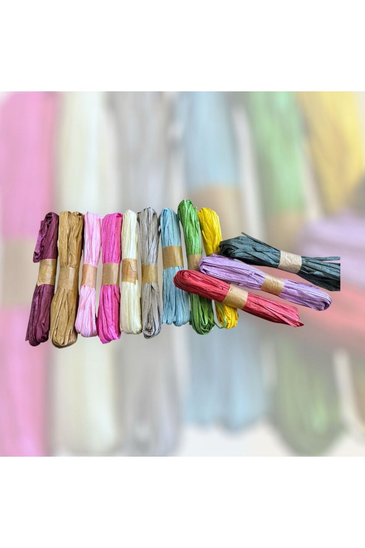 renkli rafya ip 12'li paket (10m)