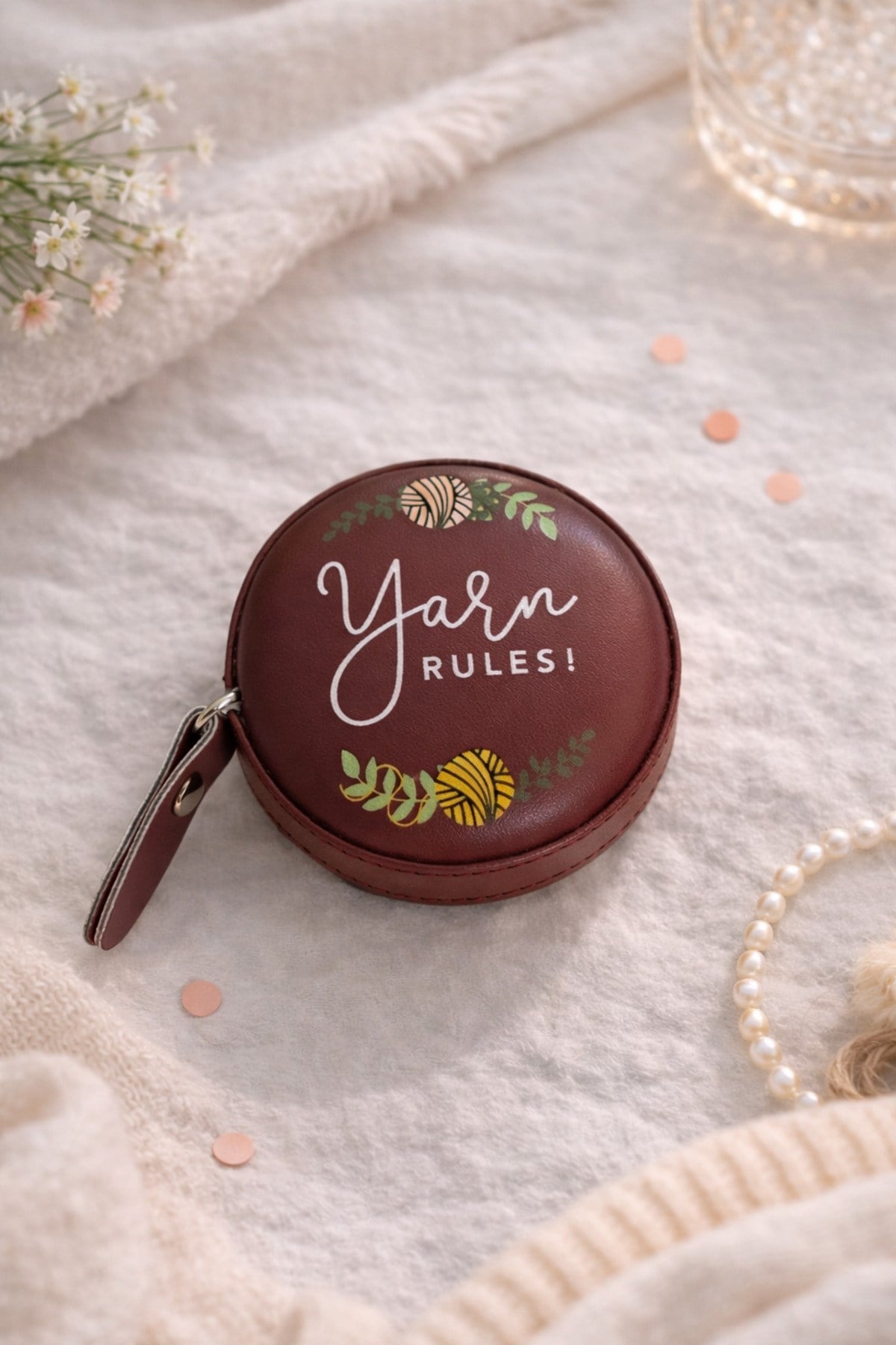 Romantik Garden Tasarım Mezura | Çiçek Baskılı Otomatik Ölçü Bandı | Terzi & Hobi Aksesuarı