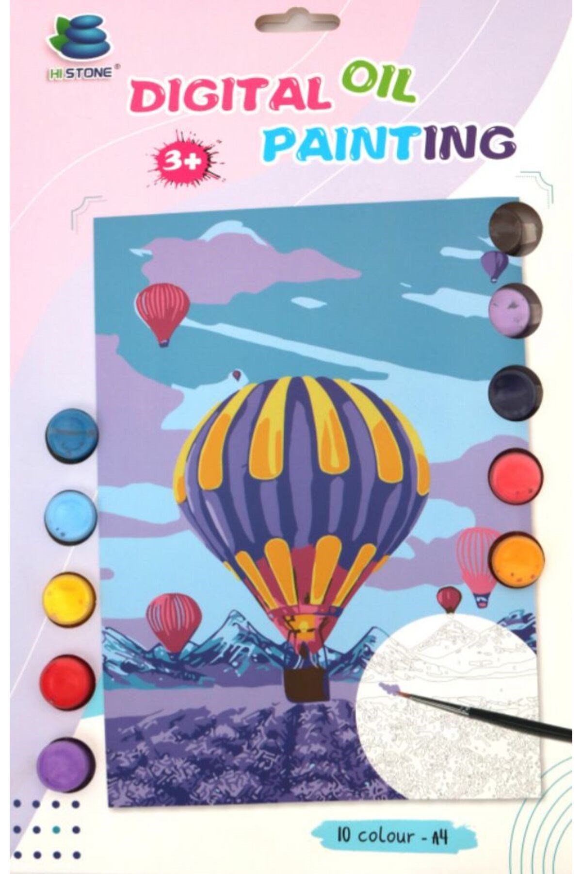 Sayılarla Boyama Seti Numaralı Boyalar Ve Fırça 20X30 uçan balon