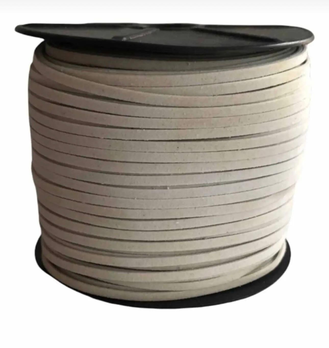 Süet Deri Şerit Ip, 3mm - Beyaz Rengi, Tesbih, Bileklik, Kolye Ipi (3 Metre)