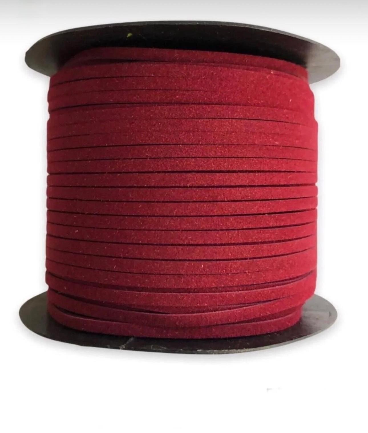 Süet Deri Şerit Ip, 3mm - Bordo Rengi, Tesbih, Bileklik, Kolye Ipi (3 Metre)