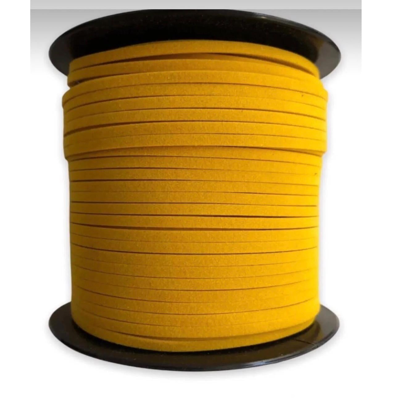 Süet Deri Şerit Ip, 3mm - Sarı Rengi, Tesbih, Bileklik, Kolye Ipi (3 Metre)