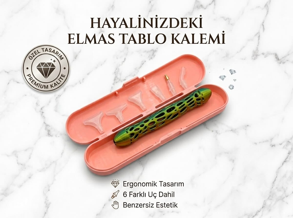 Taşlı Pano İşleme Kalemi Seti Diamond Painting Kalemi 6 Farklı Uçlu Taş Dizme Kalemi Taşıma Kutulu - Çift Taraflı Taş İşleme Kalemi