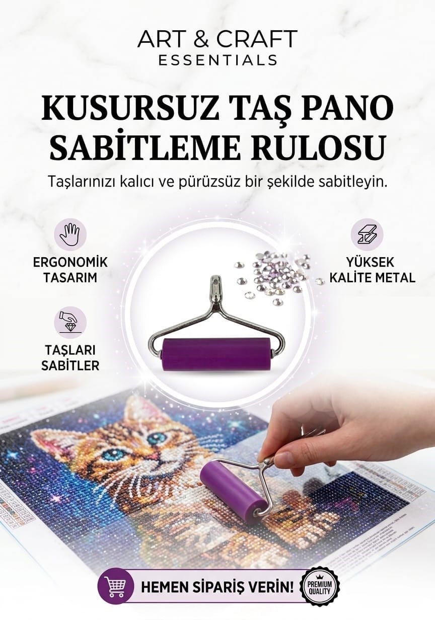 Taşlı Pano Sabitleme Rulosu - Taş İşleme Pano Sabitleme Rulosu - Silikon Başlık Baskı Rulosu- Diamond Painting - Elmas Mozaik Aksesuarı - 