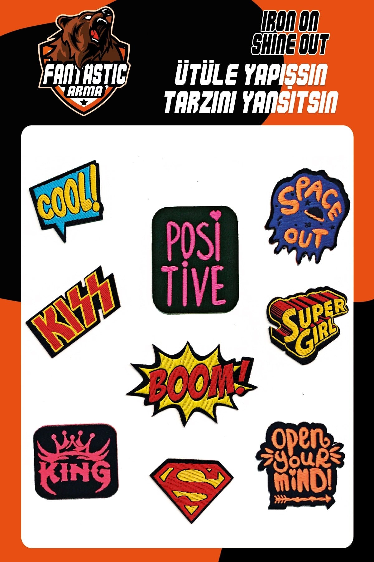 Ütü Ile Yapışan Dokuma Arma Seti Patch Boom, Posıtıve, Space Out Modeli