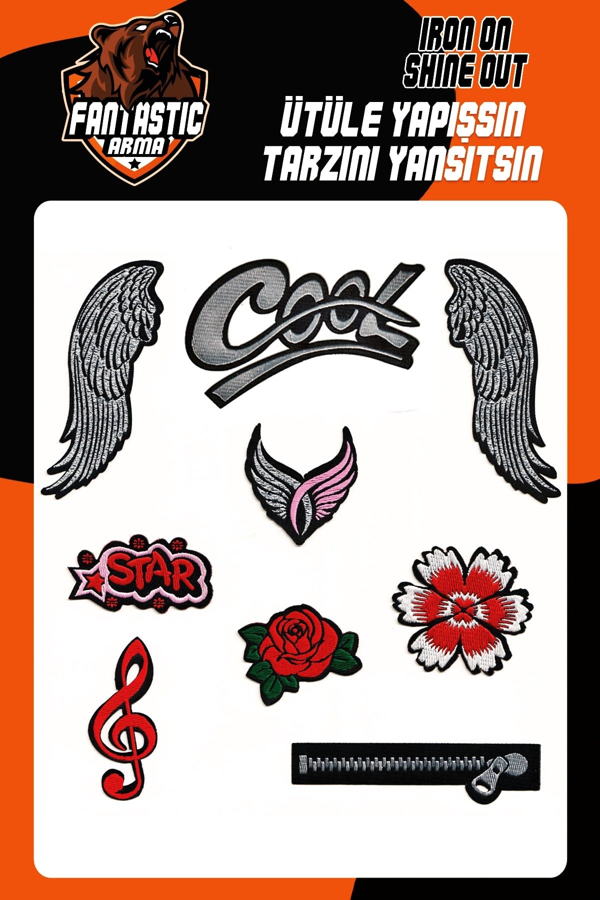 Ütü Ile Yapışan Dokuma Arma Seti Patch Yama Cool, Star, Çiçek Modeli