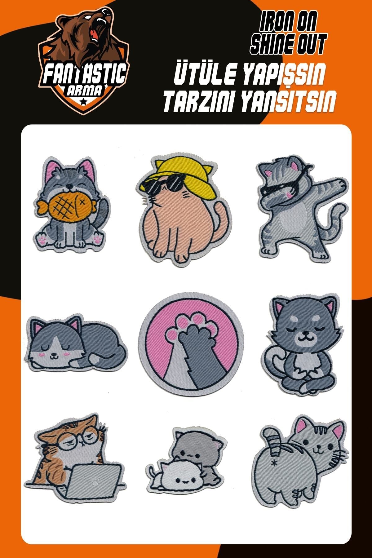 Ütü Ile Yapışan Dokuma Arma Seti Patch Kedi, Kedicik, Pati Modeli
