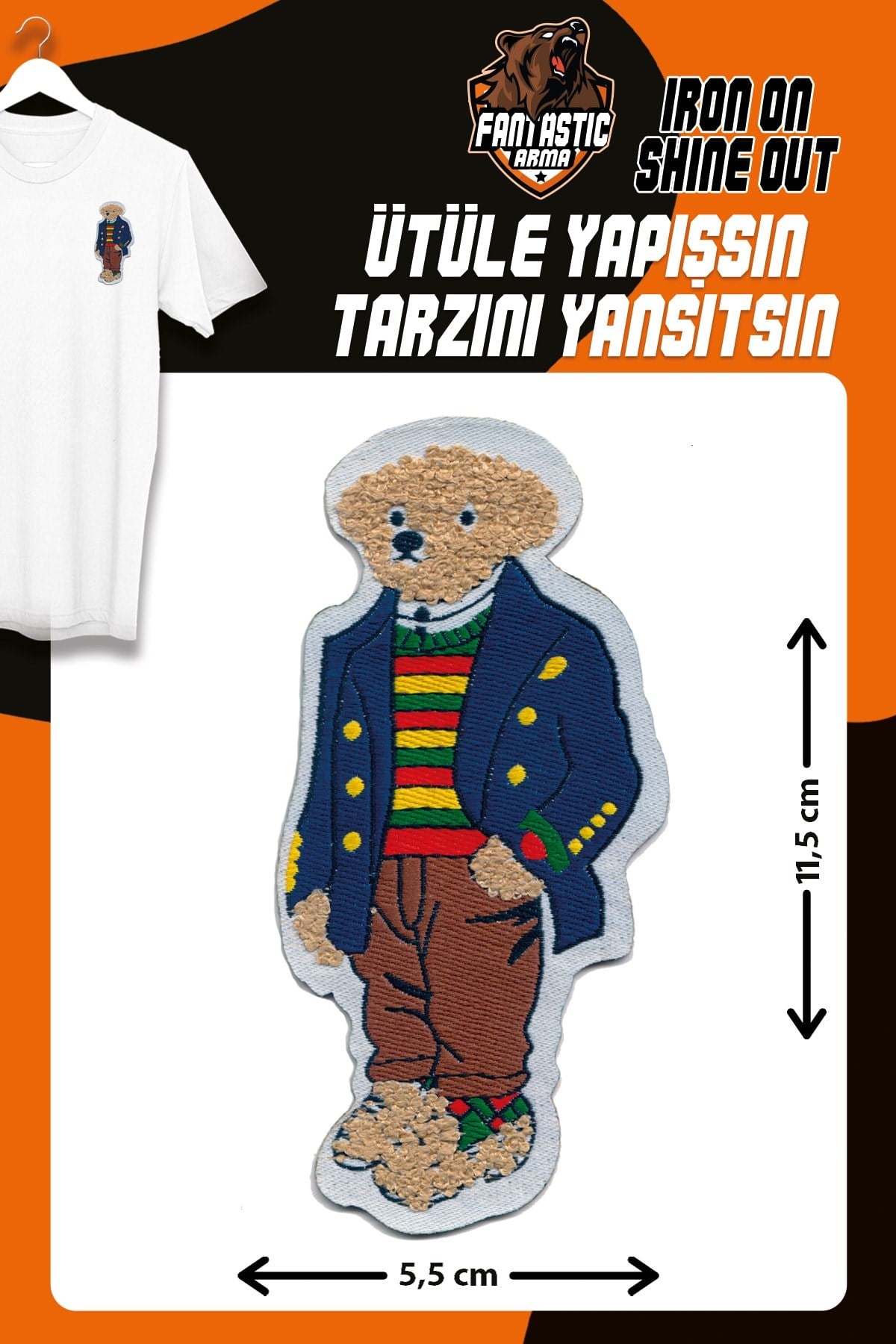 Ütü Ile Yapışan Dokuma Peluş, Kolej, Punch, Ralph, Ayıcık Arma Modeli
