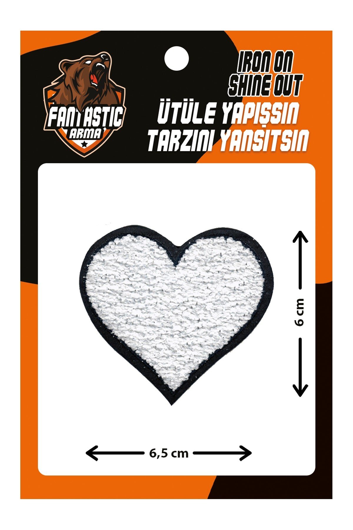 Ütü Ile Yapışan Dokuma Peluş,kolej,punch Arma Heart, Beyaz Kalp Modeli