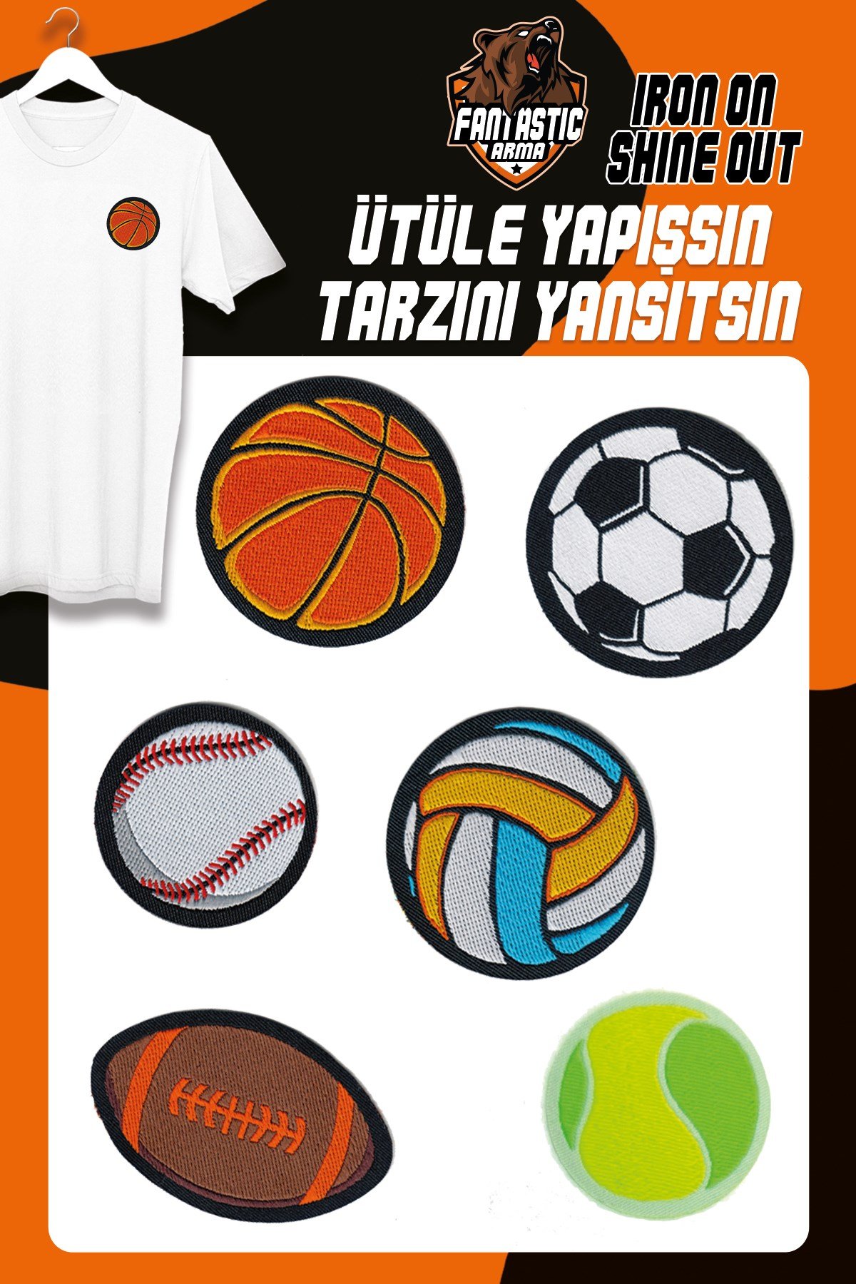 Ütüyle Yapışan Spor ve Top Modeli Dokuma Arma Seti (6 Adet)