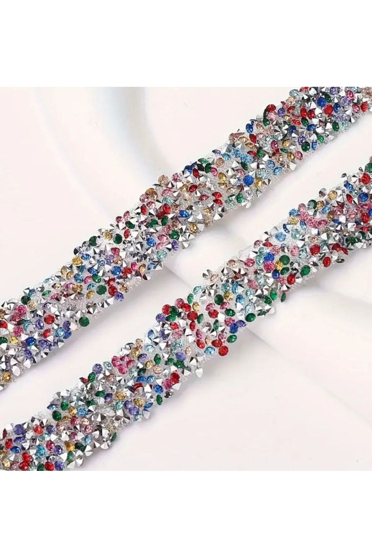 ütüyle yapışan taşlı şerit, yapışkanlı taşlı şerit abiye taşlı şerit taşlı süsleme 2 mt 1,5cm renkli