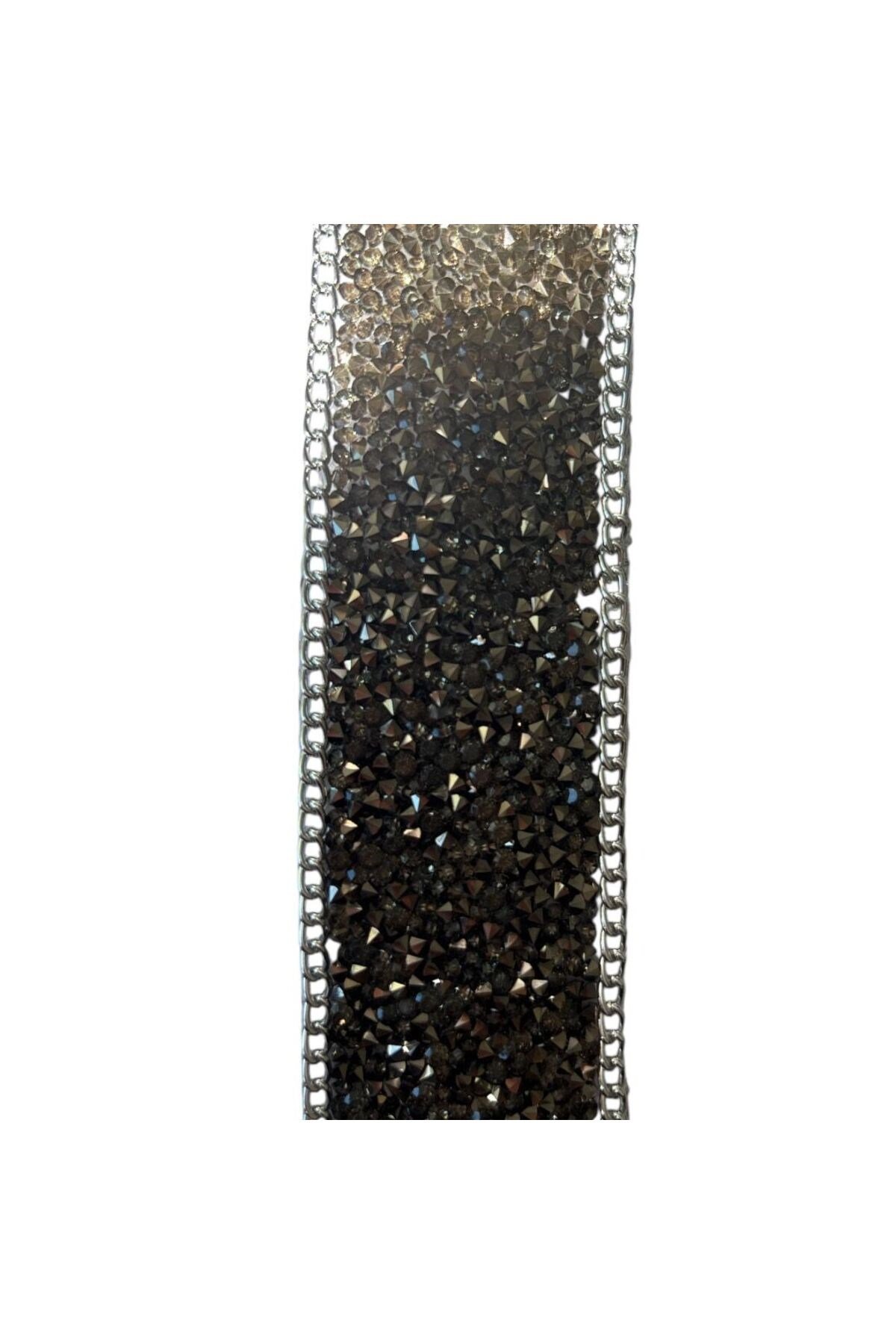 Ütüyle Yapışan Zincirli Taşlı Şerit, Yapışkanlı Taşlı Şerit Abiye Taşlı Şerit, 2 Mt 4cm Antrasit