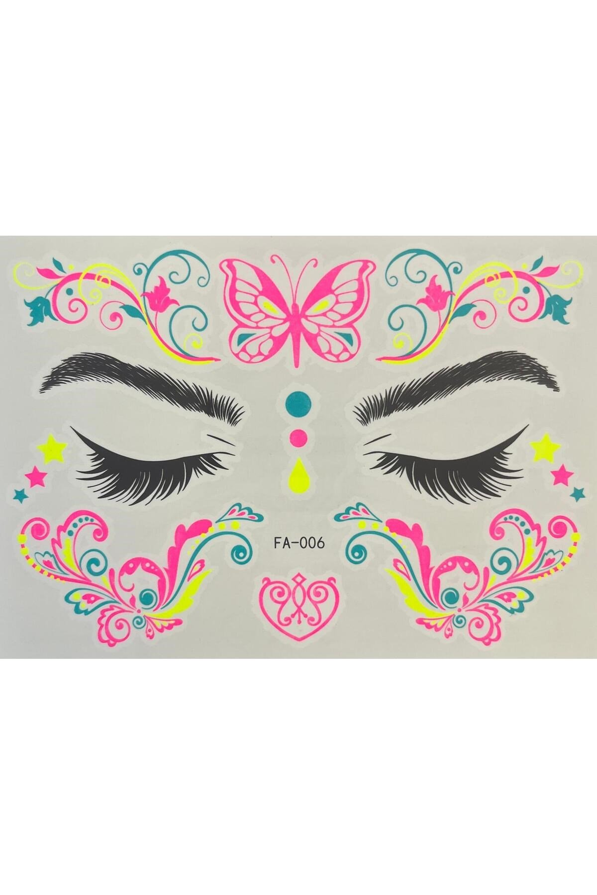 Yapışkanlı Yüz Stickeri Geçici Dövme Tattoo FA006