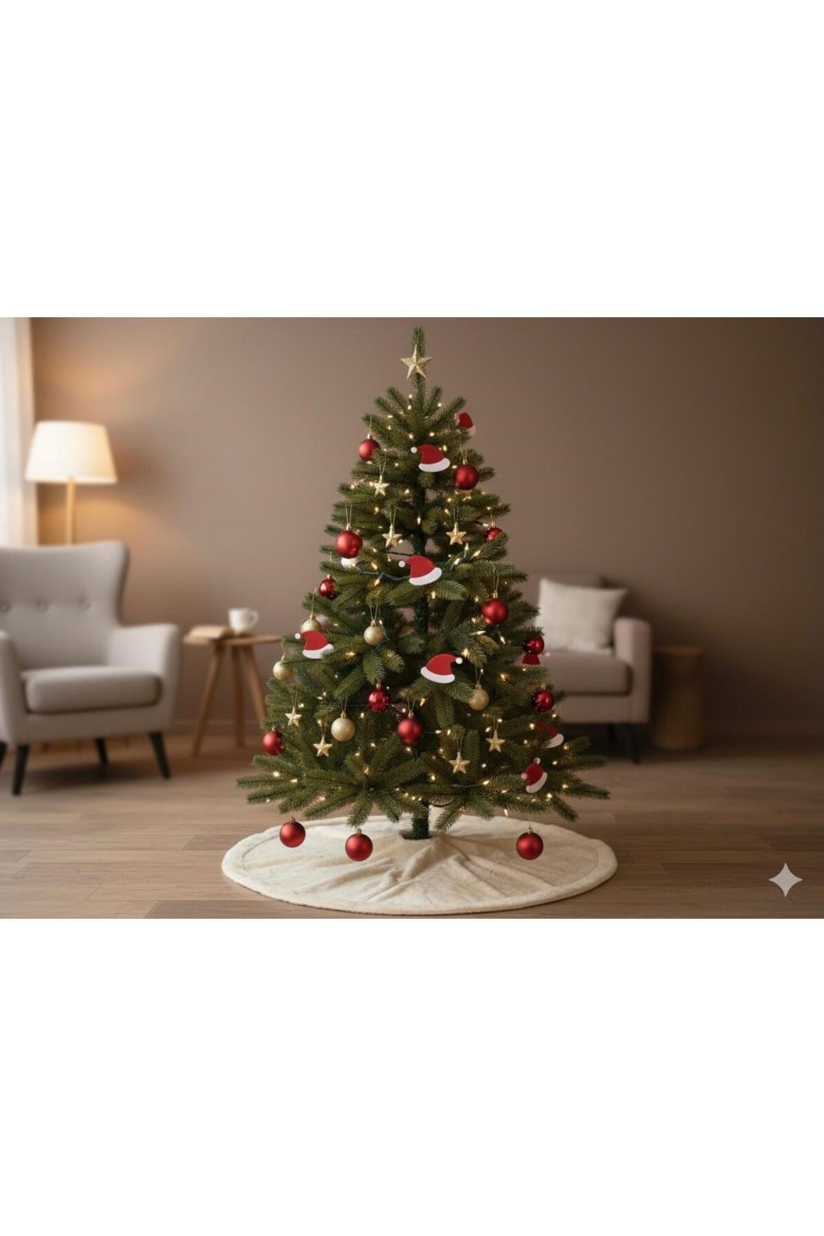 Yılbaşı Süsü, Noel Şapkası Süsü, Keçe Yılbaşı Ağacı Süsü Çam Ağacı Süsü, Noel Süsü 10'lu