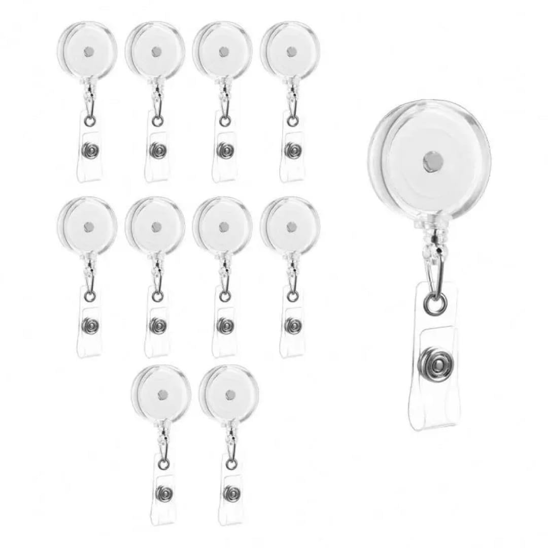 Yoyo Yaka Kartlığı 25 Adet Beyaz –  Retractable Badge Reel – Transparent, Metal Clip 25 Peaces White