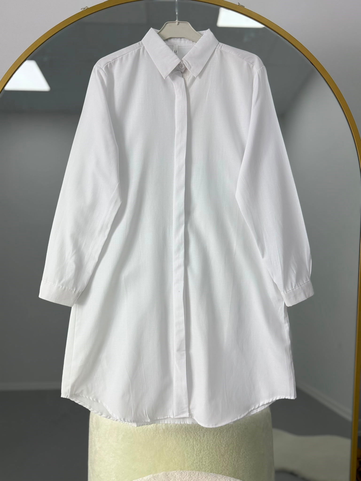 Basic Oversize Tunik Gömlek Beyaz