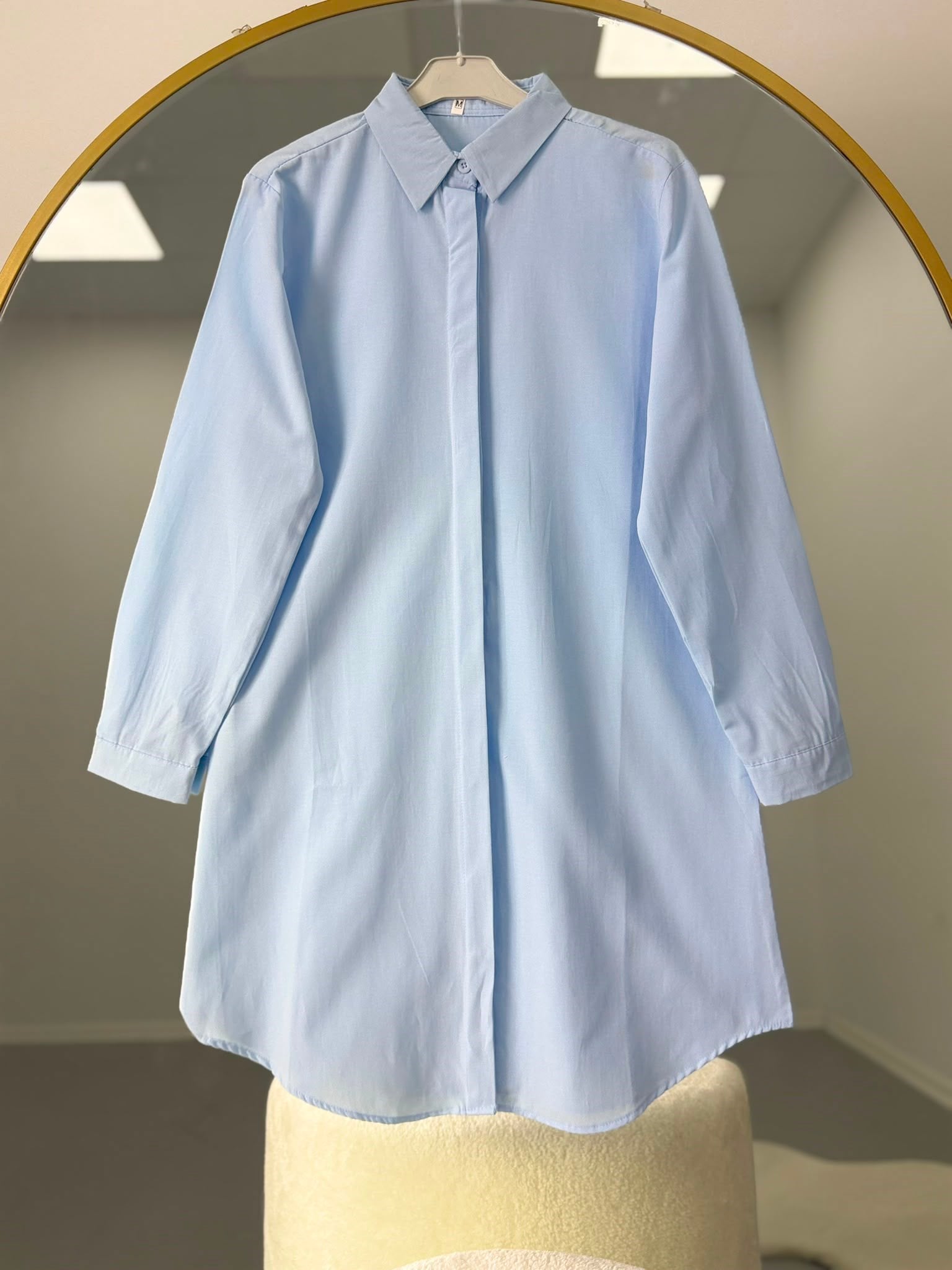 Basic Oversize Tunik Gömlek Mavi