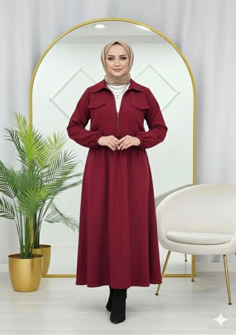 Kadın Beli Lastikli İkili Takım Bordo