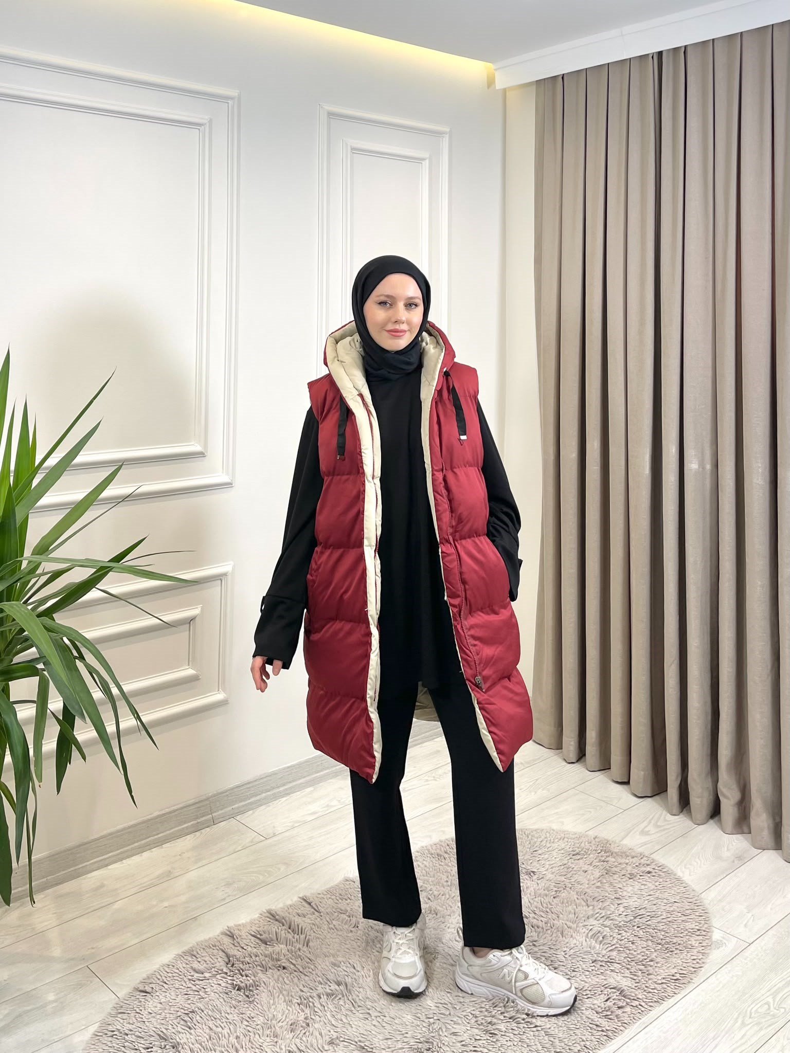 Kadın Çift Taraflı Yelek Bordo