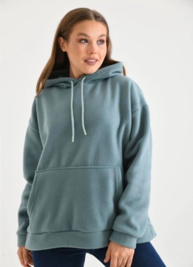 Kadın Kapşonlu Sweatshirt Haki