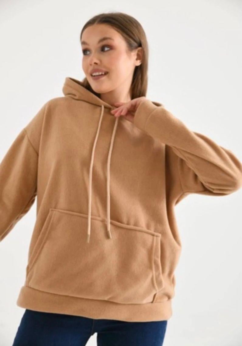 Kadın Kapşonlu Sweatshirt Kahverengi