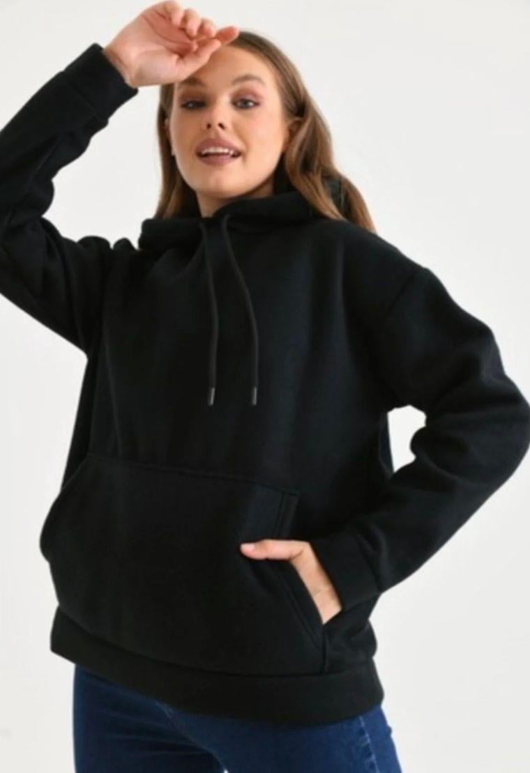 Kadın Kapşonlu Sweatshirt Siyah