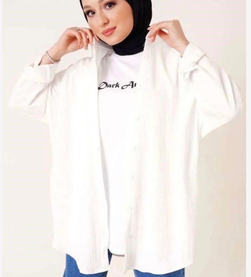 Kadın Oversize Gömlek Beyaz