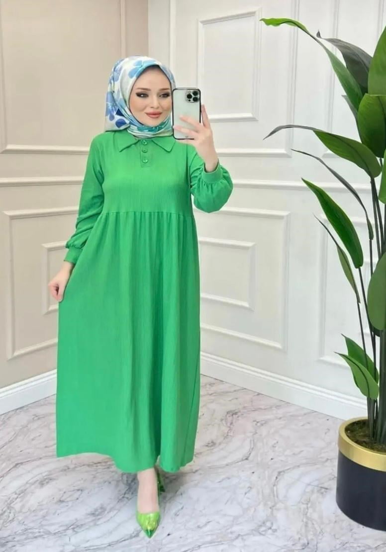 Kadın Polo Yaka Elbise Yeşil