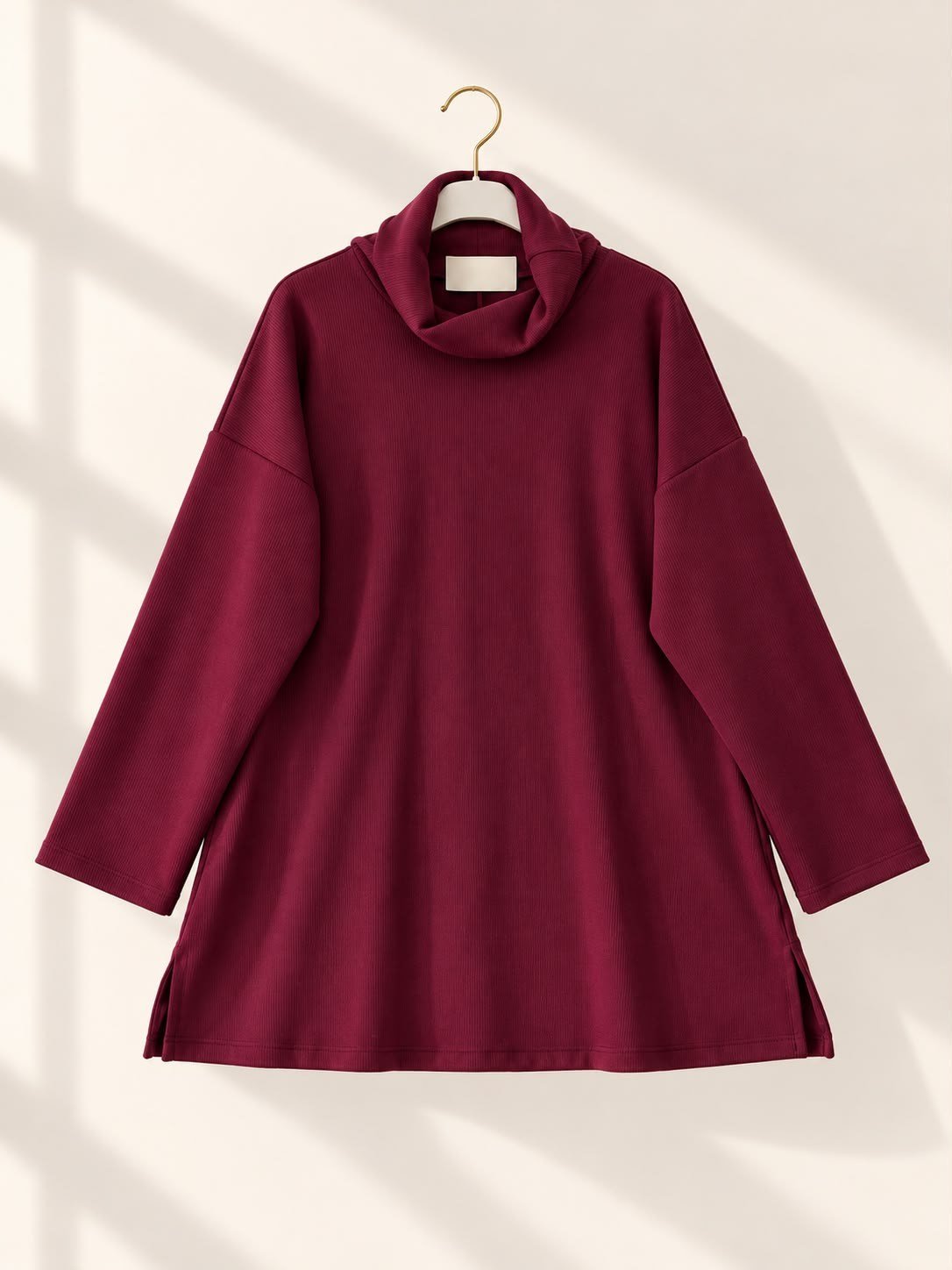 Kadın Tesettür Yumuşak Fitilli Tunik Bordo