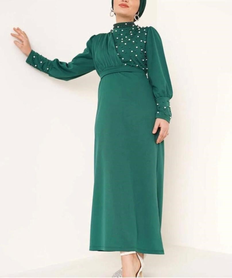 Madın İncili Özel Gün Elbisesi Yeşil