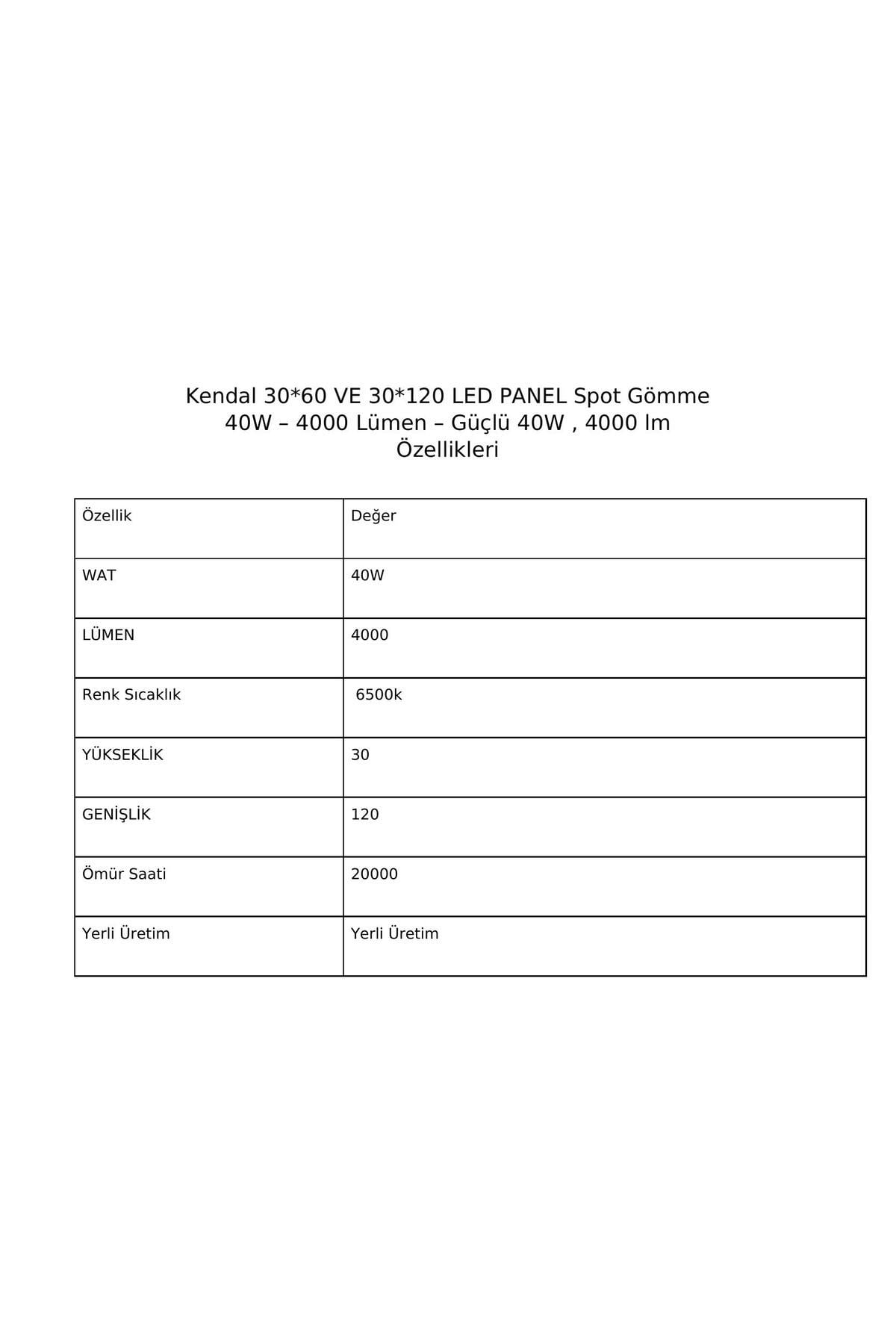 GDL425 - 30*120 LED Panel Spot Gömme 40W 4000 Lümen - Beyaz-6500K