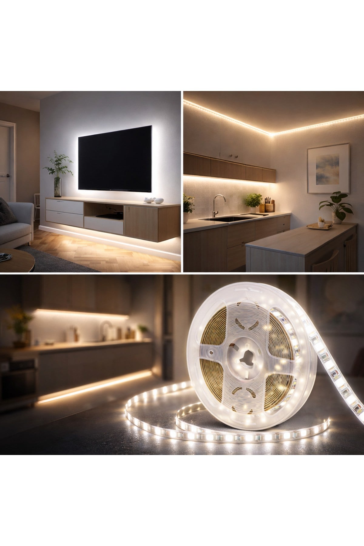 İç Mekan Şerit LED 5 Mt Beyaz – Tezgah Altı, TV Arkası, Dolap Aydınlatma