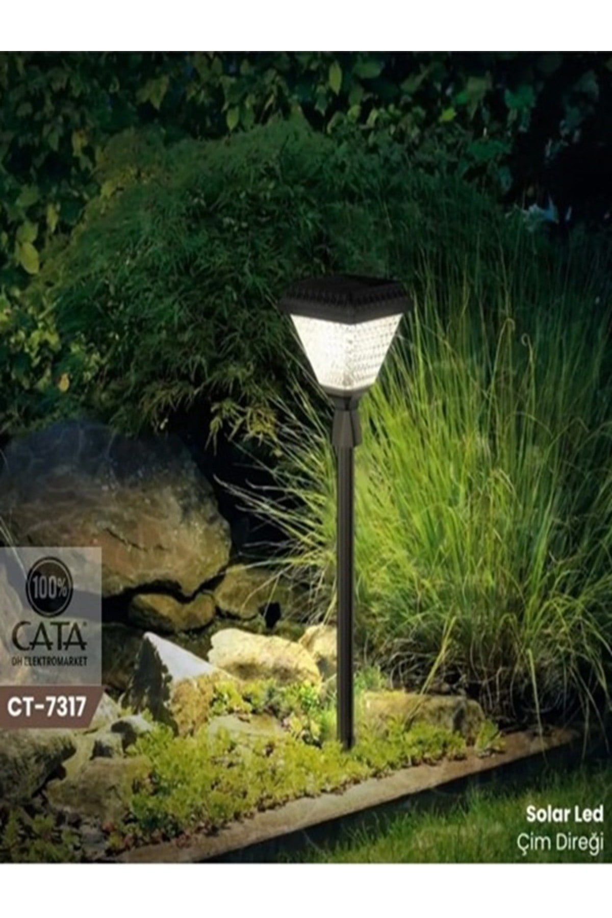 Kazıklı Bahçe Armatür Solarlı Ct-7317 30W 6400K Beyaz